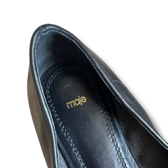 Maje Ballerina Black Leather Pointy Toe Flats Size 40 US 9.5 - Picture 3 of 9